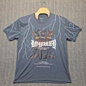 RGSTR Loyalty T-Shirt Mens 2XL Doberman Lightning AOP Graphic Tee Gray Hip Hop